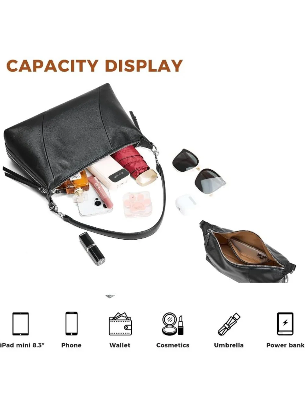 Stylish Genuine Leather Hobo Bag & Purses for Women - Minimalist Shoulder